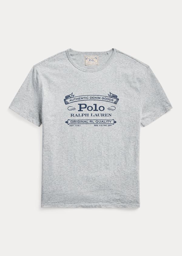 Playeras Polo Ralph Lauren Hombre Grises - Classic Fit Graphic - QBGZR3712